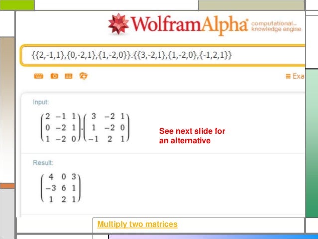 Wolfram alpha matrix