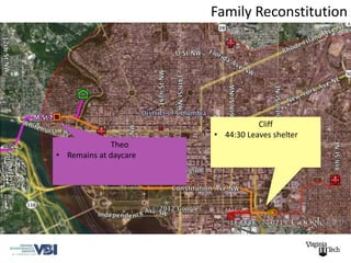 Family Reconstitution




                                  Cliff
                       • 44:30 Leaves shelter
             Theo
• Remains at daycare
 