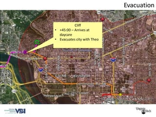 Evacuation

           Cliff
• +45:00 – Arrives at
  daycare
• Evacuates city with Theo
 