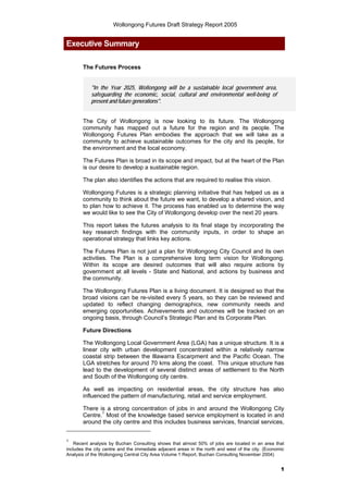 Wollongong Futures Draft Strategy Report 2005


Executive Summary

       The Futures Process


           "In the Year 20...