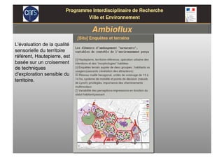 L'évaluation de la qualité
sensorielle du territoire
référent, Hautepierre, est
basée sur un croisement
de techniques
d’exploration sensible du
territoire.
 