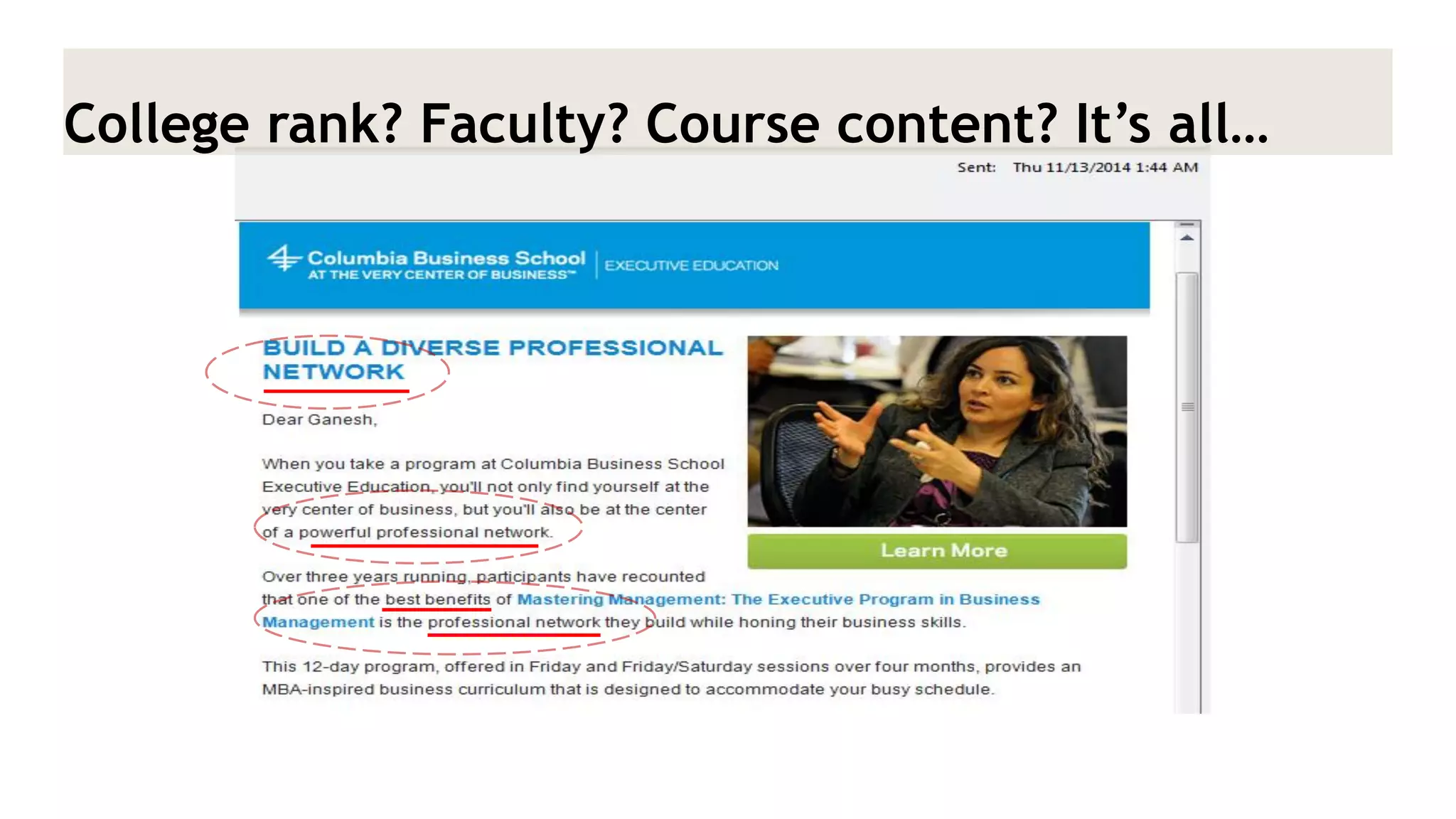 College rank? Faculty? Course content? It’s all…  