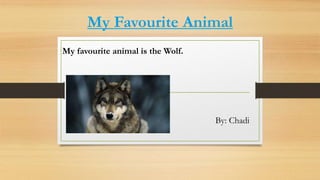 My Favourite Animal
My favourite animal is the Wolf.
By: Chadi
 