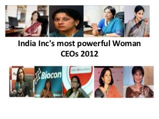 India Inc's most powerful Woman
             CEOs 2012
 
