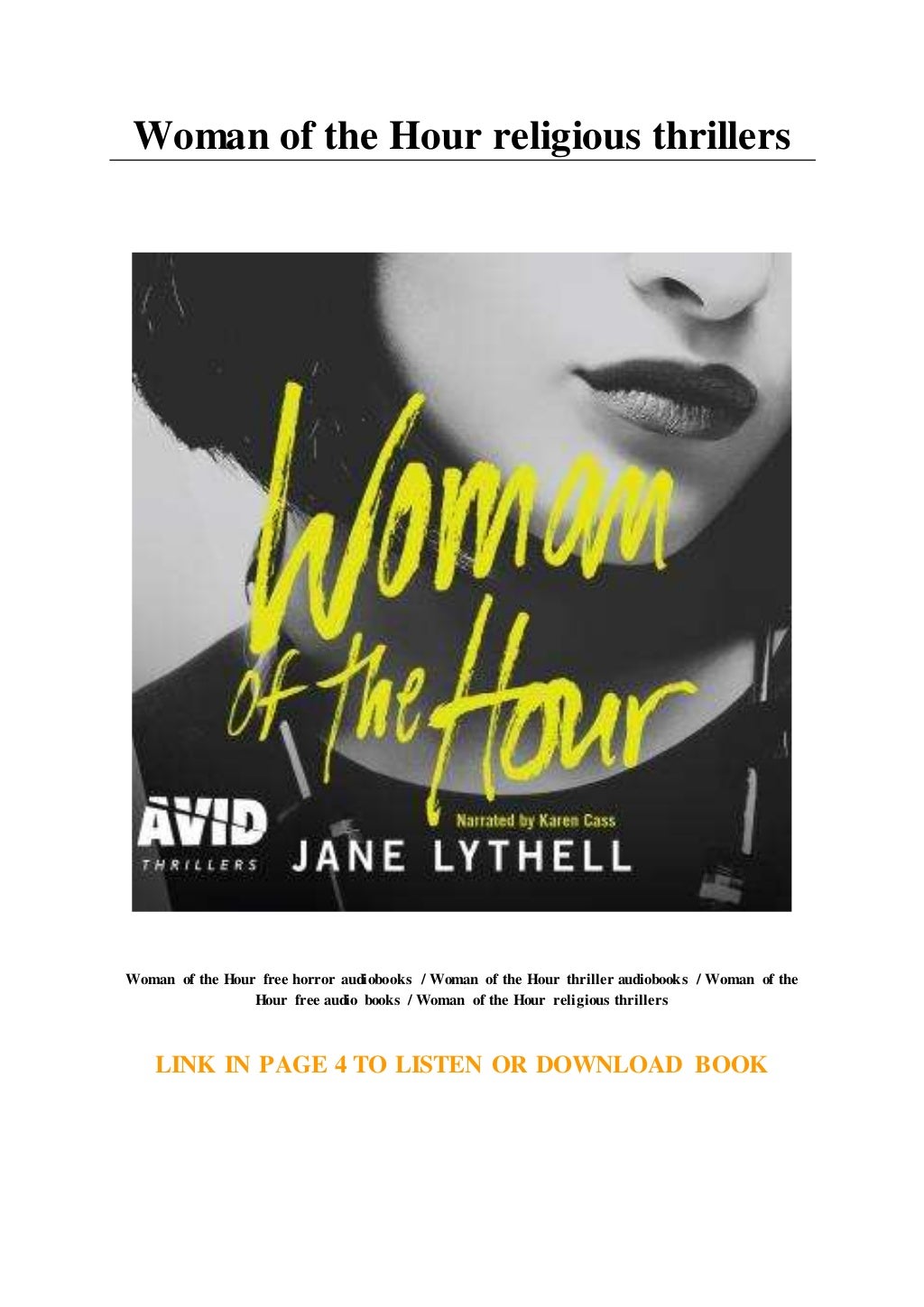 Woman of the Hour religious thrillers