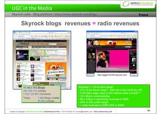 UGC in the Media
  Skyrock radio > Blog platform | http://www.skyrock.com/blog/                                           ...