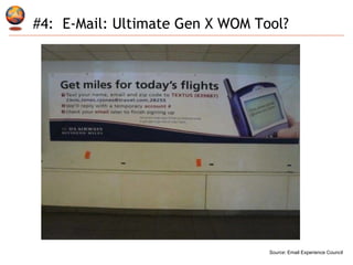 Source : Email Experience Council #4:  E-Mail: Ultimate Gen X WOM Tool? 