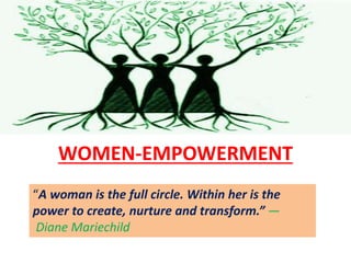 WOMEN-EMPOWERMENT
“A woman is the full circle. Within her is the
power to create, nurture and transform.” —
Diane Mariechild
 