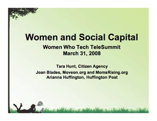 It’s probably useful for me to start by describing
what I mean by social capital...
 