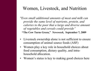 Women and livestock:  a research initiative