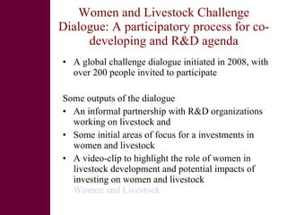 Women and livestock:  a research initiative