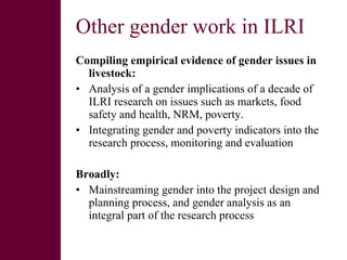 Women and livestock:  a research initiative