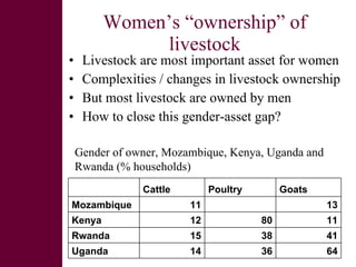 Women and livestock:  a research initiative