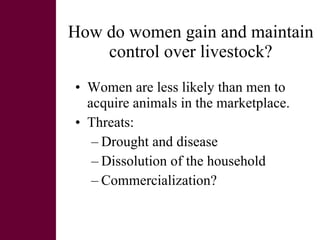Women and livestock:  a research initiative