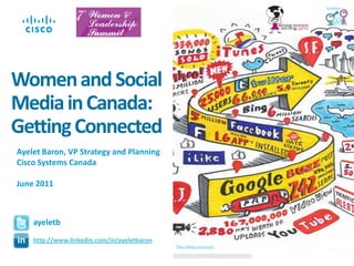 Women and Social Media in Canada: Getting Connected Ayelet Baron, VP Strategy and Planning Cisco Systems Canada June 2011 ayeletb http://www.linkedin.com/in/ayeletbaron http://blogs.cisco.com/ 