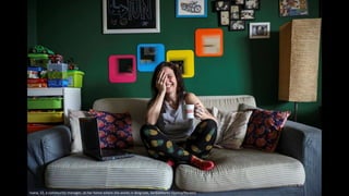 Ivana, 32, a community manager, at her home where she works in Belgrade, SerbiaMarko Djurica/Reuters
 