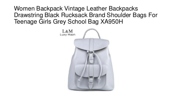 Women Backpack Vintage Leather Backpacks Black Rucksack Shoulder Bags For Grey School Bag