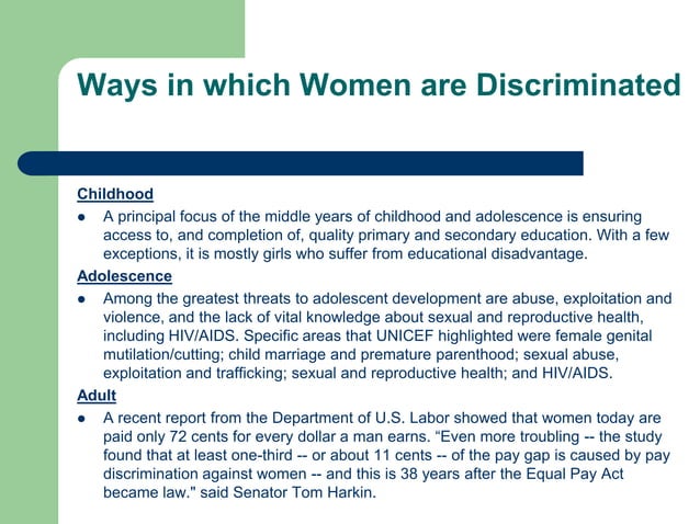 Address Discrimination Women discrimination | PPT