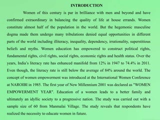 Role of higher education in Women Empowerment : An insight on the rural ...