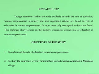 Role of higher education in Women Empowerment : An insight on the rural ...