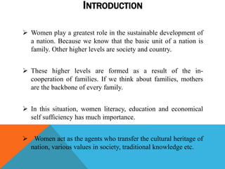 A Study on the role of women in sustainable development with special ...