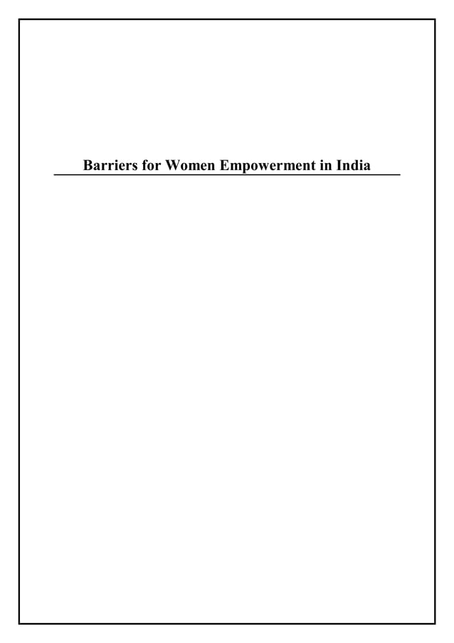 Barriers to Women Empowerment in Rural India | PDF