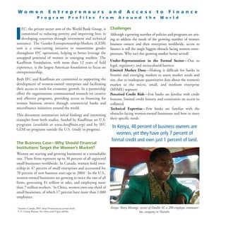 W o m e n                     E n t r e p r e n e u r s                a n d       A c c e s s           t o     F i n a n...