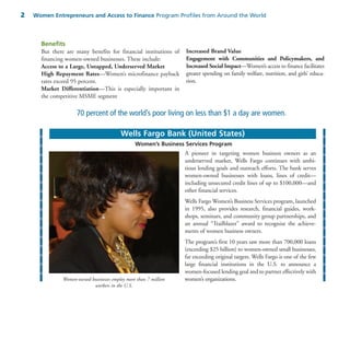 2   Women Entrepreneurs and Access to Finance Program Profiles from Around the World




      Benefits
      But there ar...