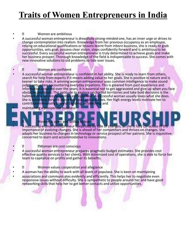 Women entrepreneurship in india ppt | PPTX