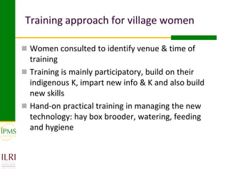 Womens group-based pullet supply business development in selected kebeles of Dale Pilot Learning Woreda, Ethiopia