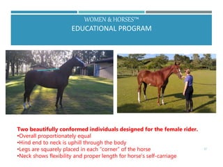 WOMEN & HORSES™
EDUCATIONAL PROGRAM
32
Two beautifully conformed individuals designed for the female rider.
•Overall propo...
