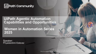 The UiPath word mark, logos, and robots are registered trademarks owned by UiPath, Inc. and its affiliates.
UiPath (R) is ...