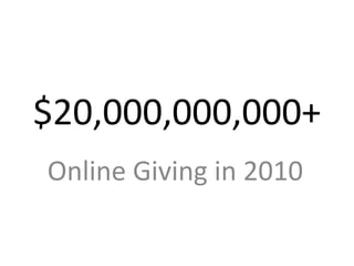 $20,000,000,000+
Online Giving in 2010
 