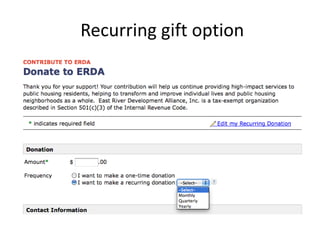 Recurring gift option
 