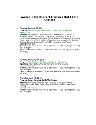 Women in development programs that i have attended