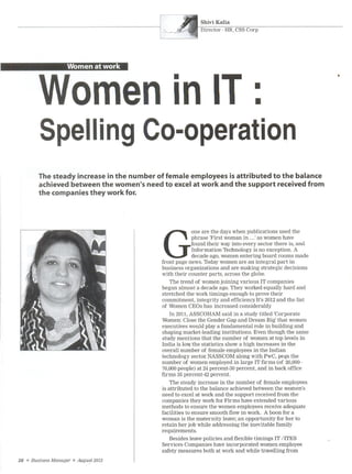 An opinion article on Women in IT by Shivi Kalia, Director - HR in Business Manager magazine 