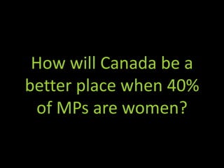 How will Canada be a better place when 40% of MPs are women? 