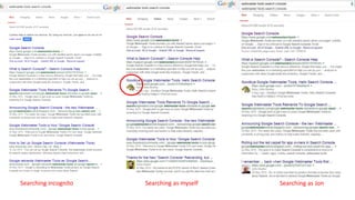 Searching incognito Searching as myself Searching as Jon
 