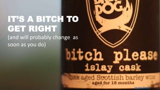 IT’S A BITCH TO
GET RIGHT
(and will probably change as
soon as you do)
Image Credit
 