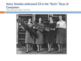 Many females embraced CS in the “Early” Days of Computers  "U.S. Army Photo", number 163-12-62. 