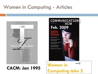 Women in Computing - Articles CACM: Jan 1995 Feb. 2009 Women  in  Computing  take 2 