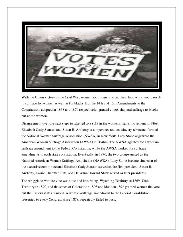 Help writing my paper the development of a campaign for women's suffrage after 1870