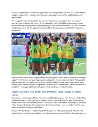 Women Rugby World Cup 2025 Tickets Italy and Brazil Bring Heart and ...