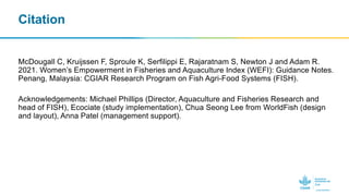 Women’s Empowerment in Fisheries and Aquaculture Index (WEFI): Guidance Notes