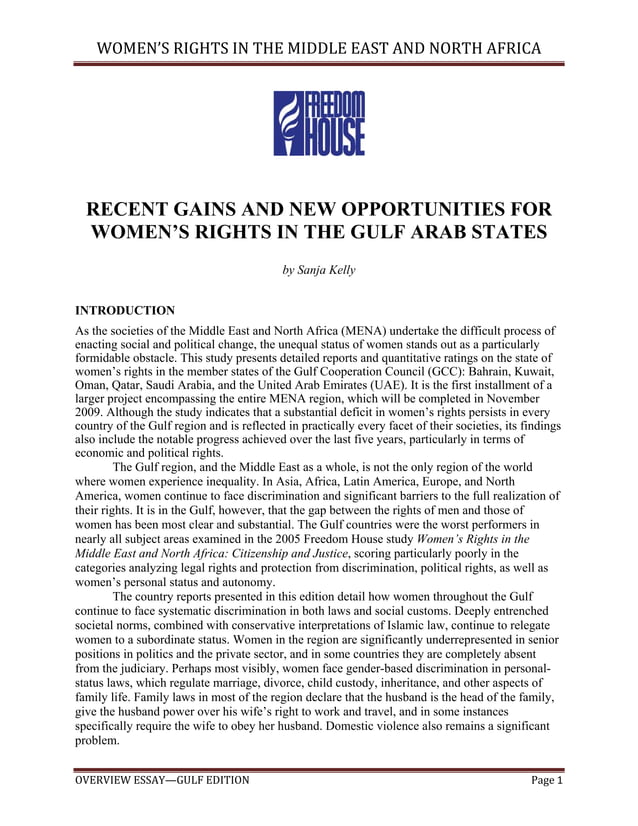 Women's rights in the middle east and noth africa, gulf edition