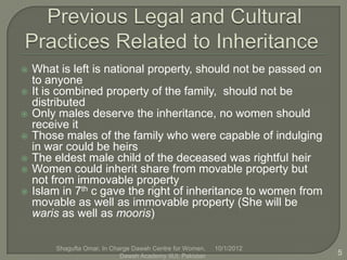 Women’s right to inheritance, shariah and pakistan’s laws | PPTX
