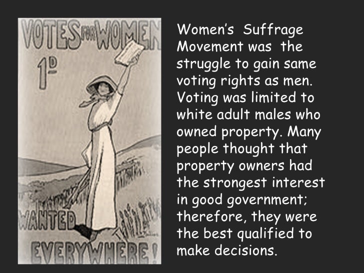 an analysis of the womens suffrage movement A brief summary of the 1911 campaign in 1896 women in california had lost their first contest for the right to vote text adapted with permission from winning the vote: the triumph of the american woman suffrage movement by robert. an analysis of the womens suffrage movement A brief summary of the 1911 campaign in 1896 women in california had lost their first contest for the right to vote text adapted with permission from winning the vote: the triumph of the american woman suffrage movement by robert.
