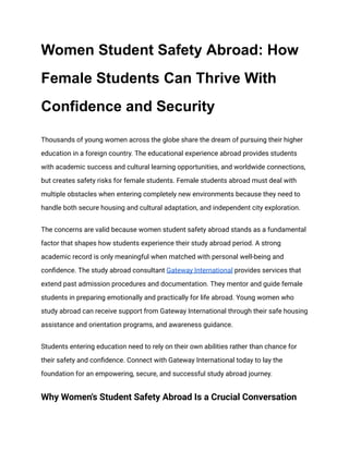 women student safety abroad studies for indian | PDF