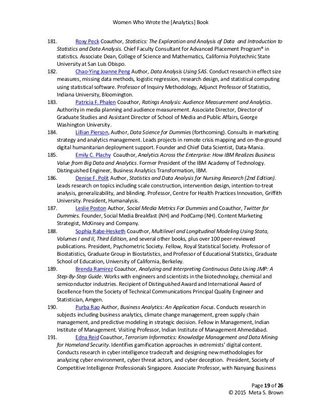 Women Who Wrote The Analytics Book Final