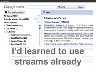 I’d learned to use
 streams already
                     11
 